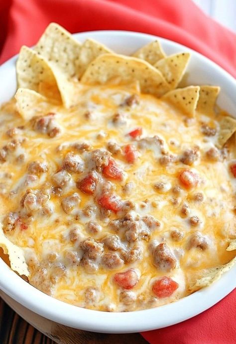 Rotel Cream Cheese Sausage Dip, Sausage Cheese Dip Recipes, Sausage Dip Recipes, Velveeta Sausage Dip, Sausage Cheese Dip, Bisque Soup Recipes, Chinese Chicken Salad Recipe, Sausage Dip, Roasted Tomato Salsa