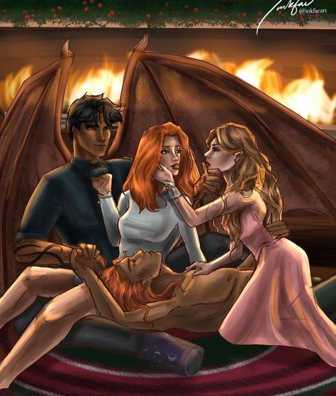 art by @inkfaeart on insta. Acotar Lucien And Elain, Gwyn Azriel, Elain Lucien, Lucien And Elain, Shia Labeouf Megan Fox, Before Trilogy, Sara J Maas, Throne Of Glass Books, Feyre And Rhysand