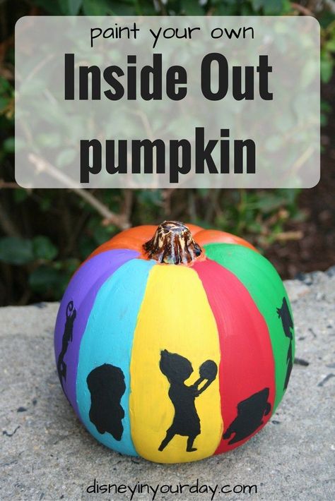 Inside Out pumpkin - Disney in your Day Inside Out Pumpkin, Disney Halloween Crafts, Disney Crafts For Adults, Disney Pumpkin Painting, Disney Crafts For Kids, Crafts For The Home, Disney Diy Crafts, Disney Pumpkin, Pumpkin Contest