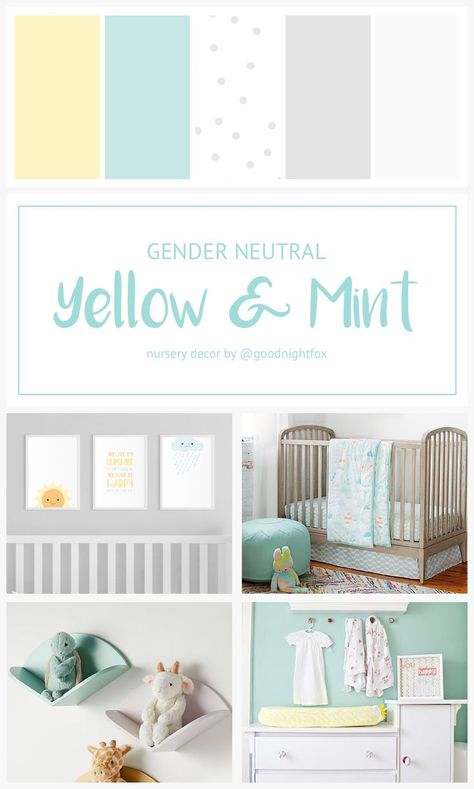 Mint And Yellow Nursery, Nursery Ideas Neutral Color Palettes, Mint Green Nursery Gender Neutral, Mint Nursery Neutral, Mint Green Nursery Girl, Mint Green Nursery Boy, Nursery Ideas Yellow, Nursery Mint Green, Nursery Colour Scheme