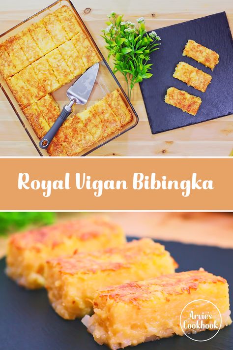 The famously known Royal Vigan Bibingka is a unique variation of Filipino rice cake made of glutinous rice flour with a very soft, chewy, dense and mildly sweetened. This is an easy rice cake to put together and bakes quickly for an enjoyable midday snack or breakfast and brunch favorite. It is traditionally served especially on holidays but you can always enjoy it any time of the year! Royal Bibingka Vigan Recipe, Royal Bibingka Recipe, Filipino Rice Cake, Filipino Rice, Bibingka Recipe, Filipino Food Dessert, Easy Rice, Midday Snack, Glutinous Rice Flour