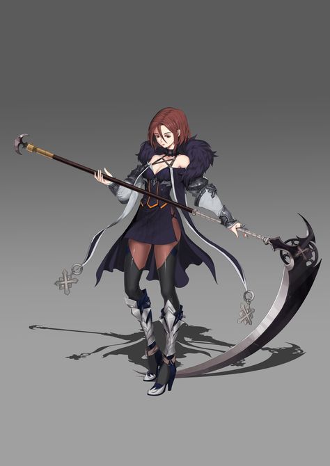 Person Holding Scythe, Holding Scythe Pose Reference, Cool Scythe Designs, Human Figure Sketches, Anime Witch, Samurai Artwork, Female Character Concept, Chinese Art Girl, Small Drawings