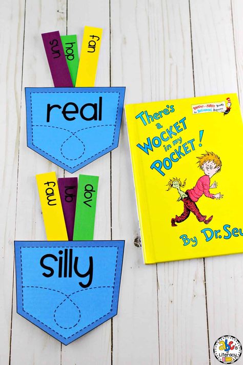 Wocket Pocket Real & Nonsense Word Sort: Printable Dr. Seuss Activity Dr Seuss Activity, Nonsense Word Activities, Dr Seuss Kindergarten, Name Activities Preschool, Dr Seuss Preschool, Easy Math Activities, Dr Seuss Activities, Dr Seuss Crafts, Word Sort