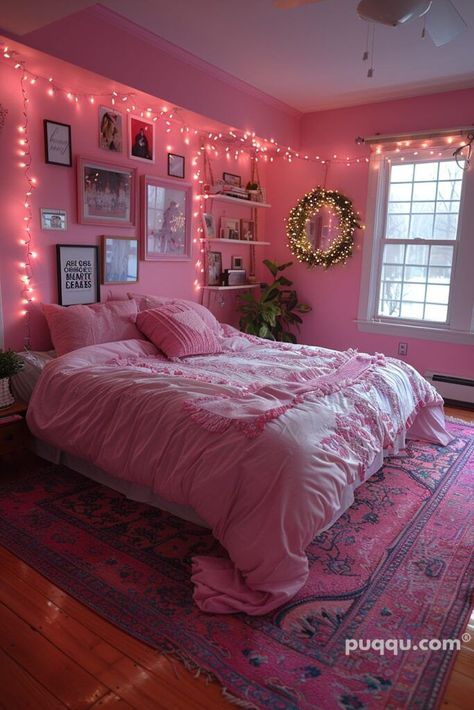 bedroom ideas | bedroom decor | bedroom furniture | bedroom wall decor | bedroom decor ideas  bedroom design bedrooms bedroom ideas for small rooms bedroom inspiration bedroom decoration bedroom inspirations bedroom inspo bedroom decorating ideas bedroom ideas for couples bedroom makeover bedroom decorating bedroom wall art bedroom light bedroom lighting bedroom ideas master bedroom idea bedroom idease bedroom art bedrooms decor Pink Dorm Rooms, Pink Dorm, White Bed Frame, Bedroom Ambiance, Rustic Bedroom Decor, Pink Stuff, Dr House, Pink Bedrooms, Farmhouse Bedroom Decor