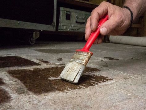 How to Stain a Concrete Patio Yourself | Architectural Digest Staining Concrete Patio, Acid Stained Concrete Patio, Cement Stain, Concrete Repair Products, Diy Concrete Patio, Concrete Cleaner, Concrete Stain Patio, Clean Concrete, Acid Stained Concrete