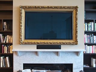 Cottage Core Tv Stand, Diy Tv Picture Frame, Tv With Frame, Frame Around Tv, Tv Picture Frame, Idaho Living, Build A Picture Frame, Above Fireplace Ideas, Picture Frame Tv