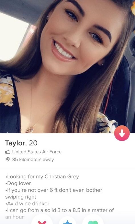 Tinder Bio Girl, Tinder Bio, Best Of Tinder, Tinder Profiles, Tinder Humor, Tinder Match, Tinder Profile, Wine Drinkers, Grey Dog