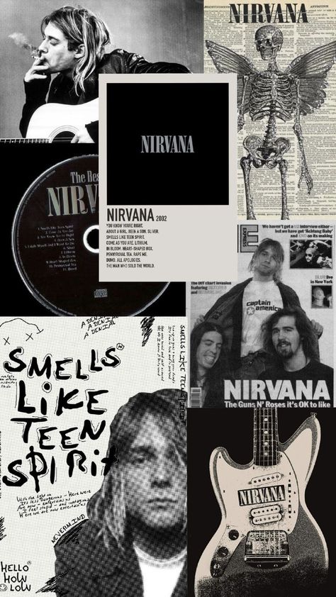 #nirvana#aesthetic#atmosphere#collage#wallpaper Nirvana Aesthetic, Nirvana Wallpaper, Achtung Baby, Fast And Pray, Nirvana Kurt Cobain, Nirvana Kurt, Collage Wallpaper, Smells Like Teen Spirit, Band Wallpapers