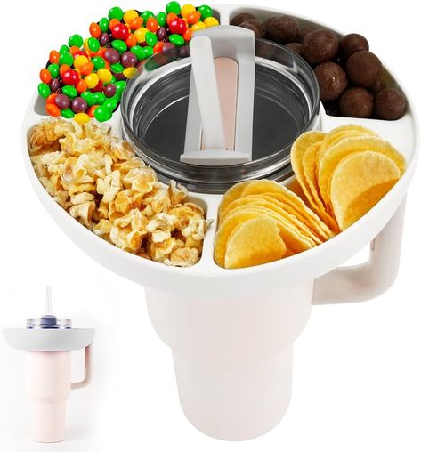 Snack Tray for Stanley H2.0 30oz Tumbler, Reusable Snack Bowl Storage Top Ring Candy Nuts Platter Containers with 4 Compartments for Food Topper Cup Holder for Stanley Cup Accessories(White) : Amazon.ca: Home Nuts Platter, Candy Tray, Snack Holders, Store Snacks, Snack Bowl, Snack Containers, Cup Accessories, Snack Cups, Food Topper