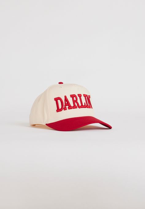 DARLIN'™ Snapback Cream/Red Texas Trucker Hat, Cute Trucker Hats, Trendy Hats For Women, Red Trucker Hat, Funny Trucker Hat, Country Concerts, Country Concert, Red Hat, Embroidered Hats