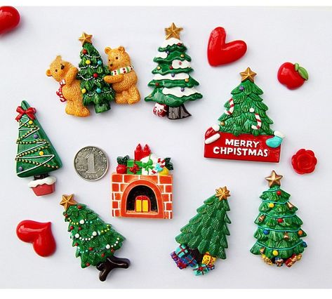 Fridge Magnets Diy, Clay Fridge Magnets, New Year Ideas, Clay Fridge, Magnets Diy, Diy Coffee Bar, Christmas Magnet, Buy Christmas Tree, Homemade Tools