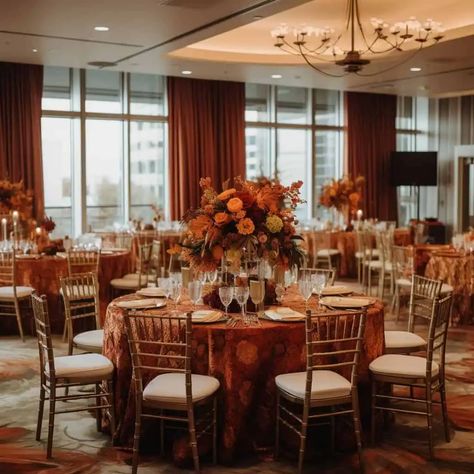 Burnt Orange Wedding Theme, Orange Wedding Theme, Orange Wedding Themes, Burnt Orange Wedding, Burnt Orange Weddings, Orange Color Palettes, Orange Candle, Orange Table, Burnt Orange Color