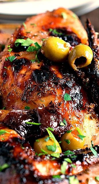 Chicken Marbella. Green olives and prunes are excellent together esp with the blandness of chicken. good reviews Silver Palate Cookbook, Chicken Marbella, Best Chicken Dishes, Dutch Oven Chicken, Silver Palate, Cooking With White Wine, Chicken With Olives, Oven Chicken, Family Feast