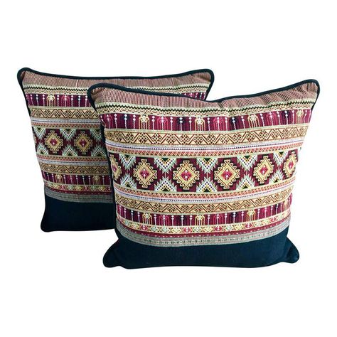 Traditional Arabic Embroidered Pillow Set - a Pair Traditional Arabic House, Arabian Pillow Room, Turkish Cushions, Morrocan Pillows For Benches, Arabic Cushions, Traditional Cushions, Interior Decorating Styles, European Home Decor, Dream Living