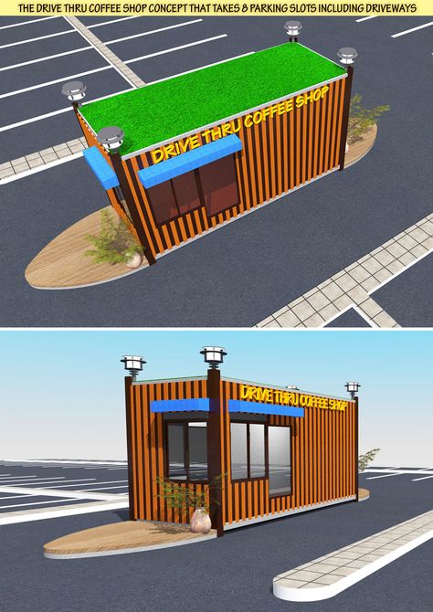 Entry #40 by goalexxago for Drive-Thru Container Cafe Restaurant | Freelancer Container Drive Thru Coffee, Shipping Container Drive Thru, Container Drive Thru, Drive Thru Restaurant, Drive Thru Coffee Shop, Container Coffee Shop, Drive Thru Coffee, Coffee House Design, Container Restaurant