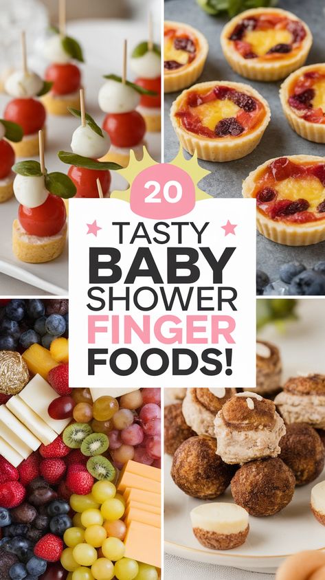 20 Delicious Snack Ideas for Baby Showers That You'll Want to Take Home! Baby Shower Finger Foods, Baby Shower Appetizers, Baby Shower Menu, Easy To Make Appetizers, Potluck Recipes, Tasty Treats, Snack Ideas, The Arrival, Yummy Snacks