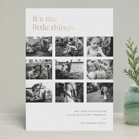 "It's the little things" - Foil-pressed Holiday Cards in Ink by Blustery August. 2023 Christmas Card Trends, Photo Holiday Cards, Aesthetic Holiday Cards, 2023 Christmas Cards, Christmas Card Inspiration Photo, Holiday Cards Pictures Family Photos, Xmas Jam, Holiday Card Photo Ideas, Christmas Cards Pictures