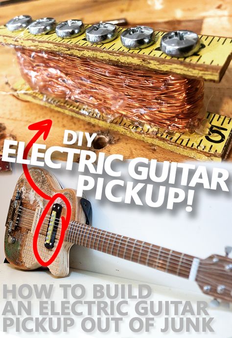 A STEP BY STEP GUIDE FOR BUILDING A WORKING ELECTRIC GUITAR PICKUP OUT OF SCRAPS USING CHEAP TOOLS! #diy #doityourself #electricguitar #guitar #cigarboxguitar #cbg #cigarboxguitars #electronics #howto #maker #make #build #music #diymusic Diy Musical Instruments Projects, Diy Bass Guitar, Guitar Making Tools, Music Instruments Diy, Build Your Own Guitar, Diy Electric Guitar, Diy Guitar Amp, Diy Guitar Pedal, Making Musical Instruments