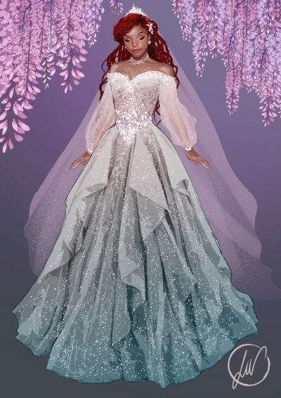 Ariel Wedding Dress, Little Mermaid Wedding, Little Mermaid Live Action, Ariel Cosplay, Ariel Dress, Pretty Artwork, Halle Bailey, Fantasy Dresses, Disney Ariel