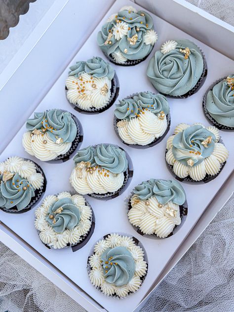 #eucalyptus #green #cupcakes Sage Green Cupcakes Baby, Eucalyptus Cupcakes, Green Cupcakes, Bridal Shower Cupcakes, Eucalyptus Green, Cake Decorating Piping, Wedding Vows Renewal, Wedding Vow, Shower Cupcakes