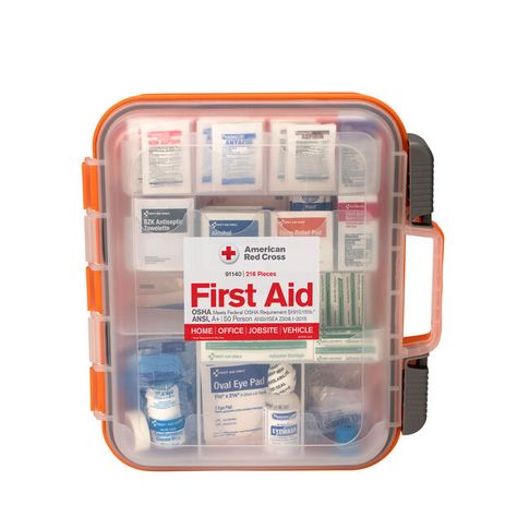 Get information, pictures, and reviews on this ANSI/OSHA approved Red Cross branded first aid kit, containing supplies to treat minor injuries. Sting Relief, Survival First Aid Kit, First Aid Kits, American Red Cross, First Aid Supplies, Cold Pack, Supplies Organization, Aid Kit, In Case Of Emergency