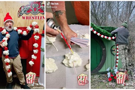 People Are Making Giant Holiday Popcorn Garlands Out of Spray Foam Popcorn Decorations, Holiday Popcorn, Diy Popcorn, Popcorn Garland, Christmas Popcorn, The Family Handyman, Spray Foam, Family Handyman, Diy Garland