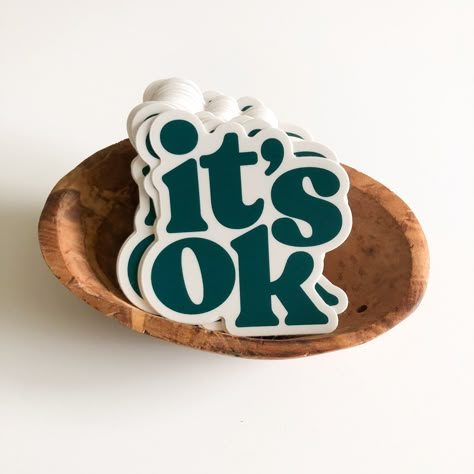 Uplifting vinyl sticker with the words 'It's OK'. Perfect for anyone who needs a little encouragement. #inspirational #motivational . #Business_Stickers_Ideas #Sticker_Design_Ideas_Graphics #Stickers_Design_Ideas #Graphic_Design_Stickers Sticker Design Ideas Graphics, Sticker Inspo Aesthetic, Stickers Design Ideas, Branding Stickers, Sticker Cricut, Sticker Design Ideas, Graphic Stickers, Stickers Packaging, Sticker Business