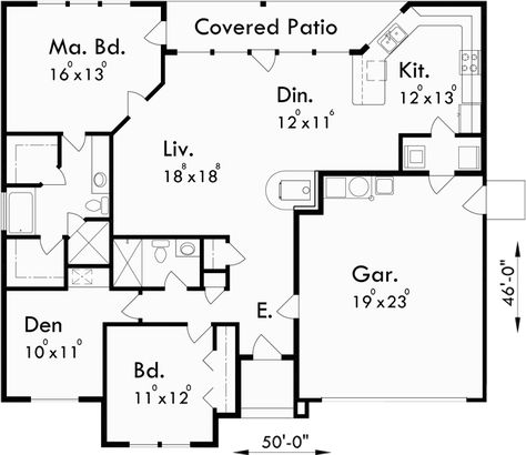 Wide House Plans, Single Level House Plans, Wide House, Cad Library, Construction Documents, Duplex House Plans, Study Set, One Story Homes, Duplex House