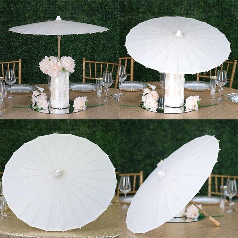 28" White Paper Parasol Umbrella Wedding Hanging Decor Table Centerpiece Umbrellas For Wedding, Chinese Paper Umbrella, Wedding Hanging Decor, Italian Bridal Showers, Hanging Wedding Decorations, Parasol Wedding, Showers Of Blessing, Paper Parasol, Fall Ball