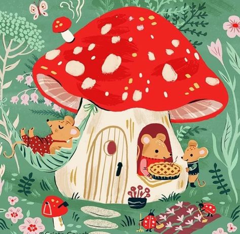 Maus Illustration, Mushroom Home, Storybook Art, Autumn Illustration, Picture Books Illustration, Mushroom House, Sketchbook Inspiration, Christmas Illustration, Children Illustration