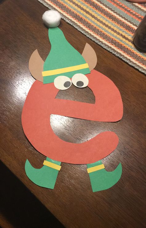 Kindergarten crafts O Is For Ornament Craft Preschool, Letter E Elf Craft, E Is For Elf Preschool Craft, Letter E Is For, Letter E Arts And Crafts For Preschool, Letter E Crafts For Kindergarten, Letter E Preschool Crafts, E Is For Craft, Letter E Crafts For Toddlers