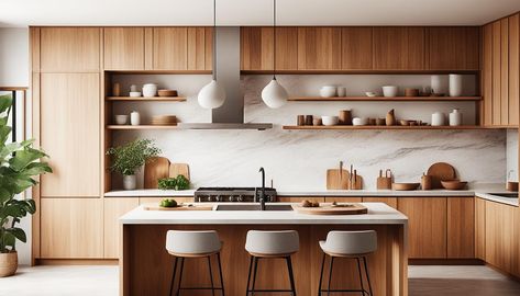 Japandi Galley Kitchen Ideas for Modern Homes - Mojo Boutique Japanese Kitchen Design, Scandinavian Kitchen Ideas, Galley Kitchen Ideas, Kitchen Open Shelves, Beautiful Kitchenware, Japandi Kitchen, Scandinavian Kitchens, Galley Kitchens, Japanese Minimalism