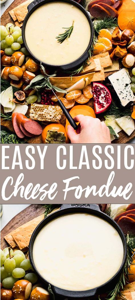 Classic Cheese Fondue, Fondue At Home, Fondue Dinner Party, Cheese Fondue Recipe Easy, Cheese Fondue Party, Easy Fondue Recipes, Best Cheese Fondue, Easy Cheese Fondue, Cheese Fondue Recipe