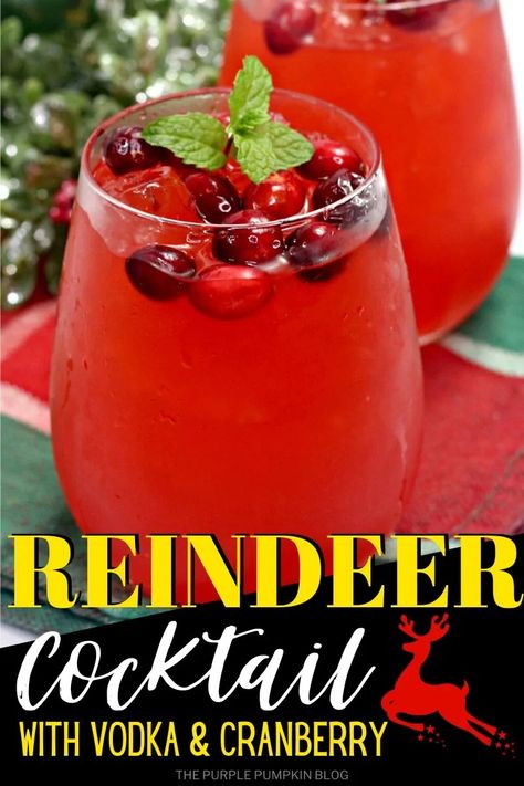 Drink Recipes With Vodka, Reindeer Cocktail, Recipes With Vodka, Holiday Drink Recipes, Vodka Cranberry Cocktail, Cranberry Syrup, Applebees Recipes, Cranberry Simple Syrup, Vodka Cranberry