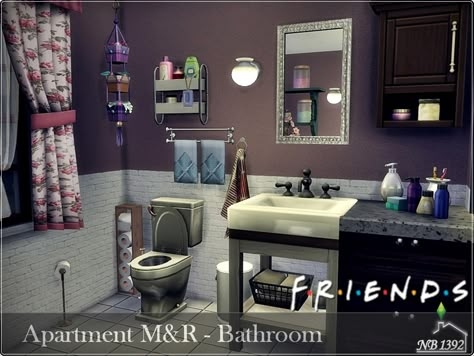 I present my version of the bathroom from Monica and Rachel's apartment, inspired by the TV series "Friends". Found in TSR Category 'Sims 4 Bathrooms' Friends Apartment Decor, Monica Rachel, Friends Monica, Friends Apartment, Natural Bedroom, House Apartment, Sims House Design, House In Nature, Basement Bathroom