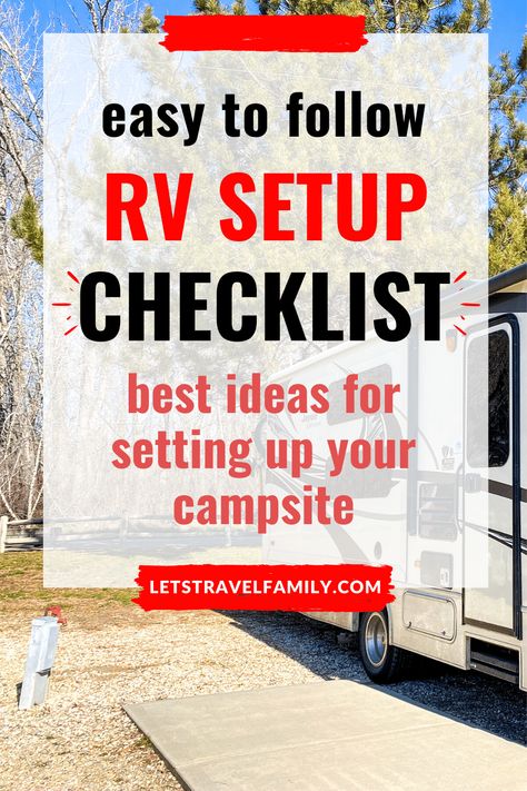 Camper Checklist, Rv Checklist, Rv Camping Checklist, Rv Campsite, Rv Camping Tips, Travel Trailer Camping, Rv Organization, Tent Campers, Family Camping Trip