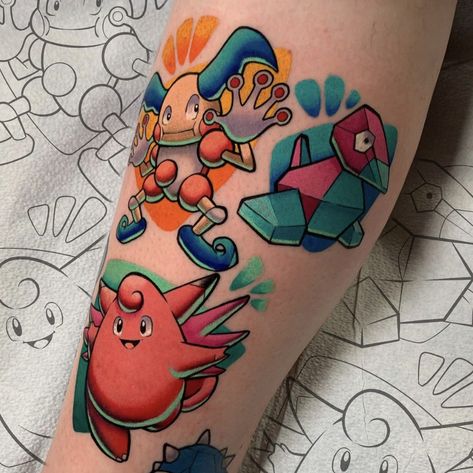 Nostalgic Tattoos, Porygon Pokemon, Pokemon Sleeves, Pixel Tattoo, Mr Mime, Tats Ideas, Video Game Tattoos, Gamer Tattoos, Pokemon Tattoo