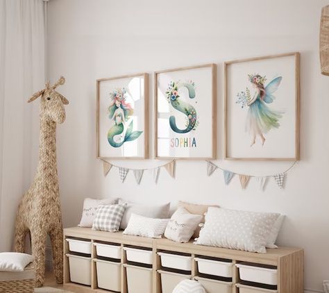 BillyBearShop - Etsy Indonesia Wall Art Size Guide, Art Size Guide, Mermaid Nursery Decor, Fairy Wall Art, Mermaid Poster, Mermaid Nursery, Fairytale Nursery, Mermaid Wall Art, Wall Art Size