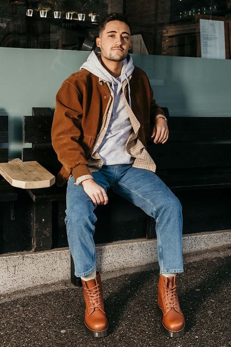 Brown Dr Martens Outfit Men, Brown Leather Boots Outfit Men, Brown Dress Boots Men Outfit, Brown Doc Martens Outfit Men, Brown Dr Martens Outfit, Brown Boots Outfit Men, Brown Leather Boots Outfit, Brown Jeans Men, Brown Doc Martens Outfit