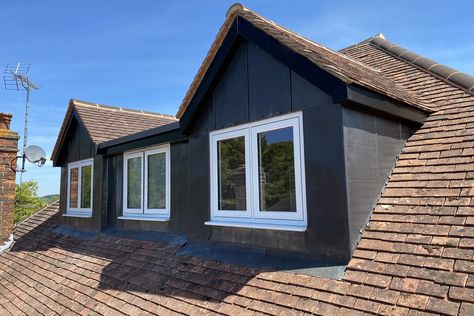 Pitched Roof Dormer Loft Conversions | Case Study | Oxon Conversions Velux Skylights Kitchen, Loft Conversion Windows, Bungalow Loft Conversion, Loft Conversion Roof, Egg Blue Kitchen, Loft Dormer, Duck Egg Blue Kitchen, Dormer Addition, Dormer Ideas