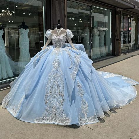 Qenseñera Ideas, Fairytale Quince, Baby Blue Quinceanera Dresses, Ballroom Extravaganza, Cinderella Quinceanera Dress, Blue Quince Dress, Light Blue Quinceanera Dresses, Baby Blue Quinceanera, Burgundy Quinceanera Dresses