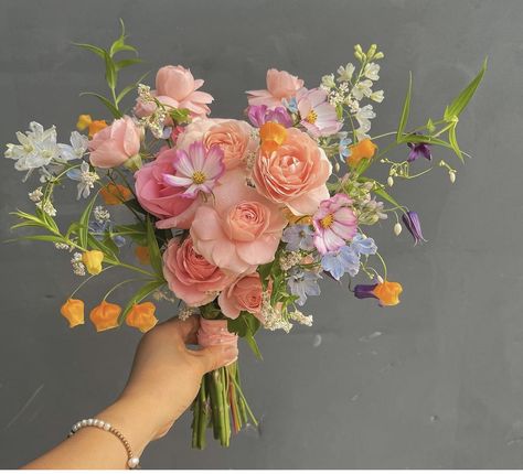 Small Bridal Bouquets, Colorful Bridal Bouquet, Small Wedding Bouquets, Pastel Wedding Flowers, Silk Florals, Bridal Bouquet Flowers, Boquette Flowers, Hand Bouquet, Wedding Flower Inspiration