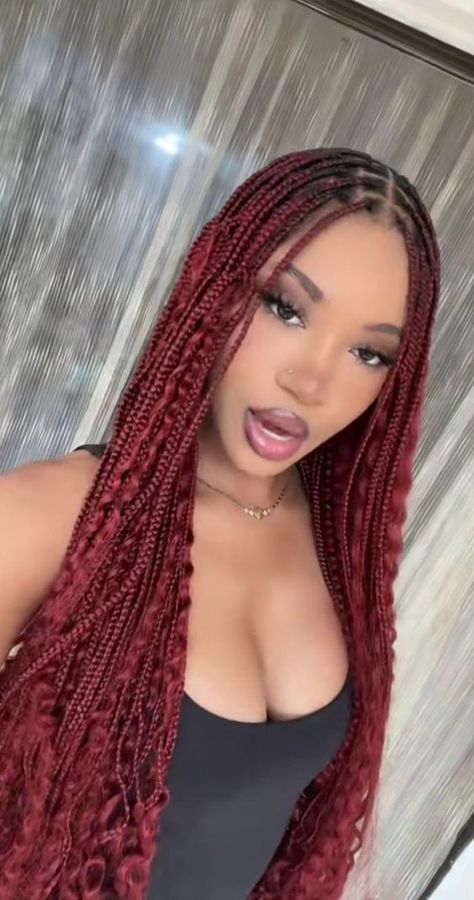 #follow #braidedstyles #braids #hairstyles #hairgoals #hair #haircare #beautyblog #blogging #blogger #blog Box Braids Red, Braids Red, Red Braids, Red Box Braids, Hair Goal, Styled Hair, Goddess Braids Hairstyles, Braided Cornrow Hairstyles, Box Braids Hairstyles For Black Women