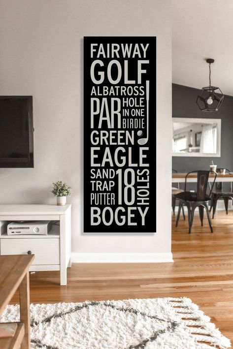 Golf Art Canvas Print Golf Canvas Wall Art Print Artwork image 0 Cricut Golf Projects, Golf Display, Golf Signs, Golf Lounge, Golf Office, Golf Wall Decor, Golf Artwork, Golf Crafts, Wall Art Man Cave