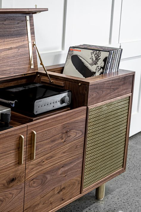 Turntable Furniture Design, Turntable Furniture, Hifi Furniture, Record Player Cabinet, Stereo Console, Bespoke Boxes, Stereo Cabinet, Credenza Design, Record Cabinet