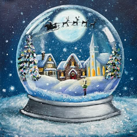 Globe Drawing, Learn Acrylic Painting, Christmas Contests, Diy Christmas Paintings, Christmas Globes, New Year Art, Santa Art, Globe Art, Christmas Topper