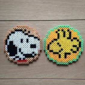 Snoopy And Woodstock Perler Beads, Snoopy Melty Beads, Peanuts Perler Bead Patterns, Snoopy Perler Bead Pattern, Snoopy Perler Beads, Snoopy Perler, Beaded Snoopy, Melty Bead Designs, Melt Beads Patterns