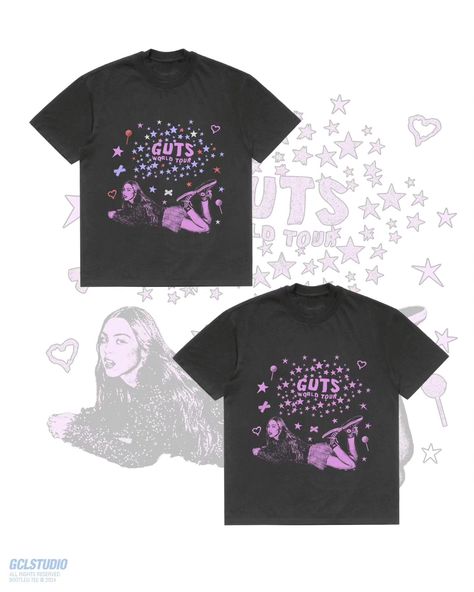 Celebrating 1 year of *GUTS* with this exclusive concept merch design I created for Olivia Rodrigo 🎤✨ Honored to have captured the raw energy and emotion of this iconic album in my work! Here's to the music that hits deep and the fans that keep it alive. #1YearOfGUTS #OliviaRodrigo #ConceptDesign Guts Tour Accessories, Olivia Rodrigo Merch Aesthetic, Guts Tour Merch, Oliva Rodrigo Merch, Olivia Rodrigo Merch, Guts Deluxe Tracks Olivia Rodrigo, Olivia Rodrigo Merch Guts Tour, Tour Merch, Concept Design