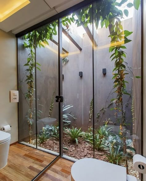 Indoor Courtyard, Indoor Outdoor Bathroom, Courtyard Design, Internal Courtyard, Small Courtyards, Outdoor Bathrooms, Patio Interior, Kew Gardens, Interior Garden