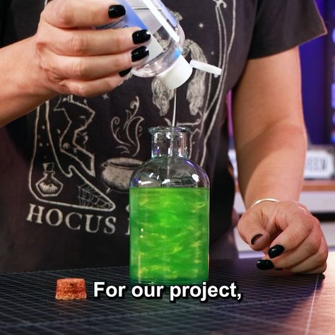 Easy DIY Halloween Witch's Potion...with a TWIST! 👻 | Halloween, ingredient | Easy DIY Halloween Witch's Potion...with a TWIST! 👻 Jaimie and Jay show you how to make a homemade DIY potion with some simple ingredients, and then how... | By Wicked Makers | Make a spooky witches potion with a magical twist. What if you could make it do it all by itself like real magic, perpetual magical storm of awesomeness. Like you're a real wizard. Yeah, basically. So we found this cool crystal ball prop which